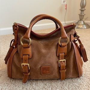 Dooney and Bourke Satchel in Suede and Florentine leather.